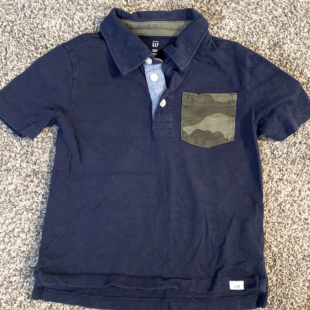 Navy Polo with Camo Pocket